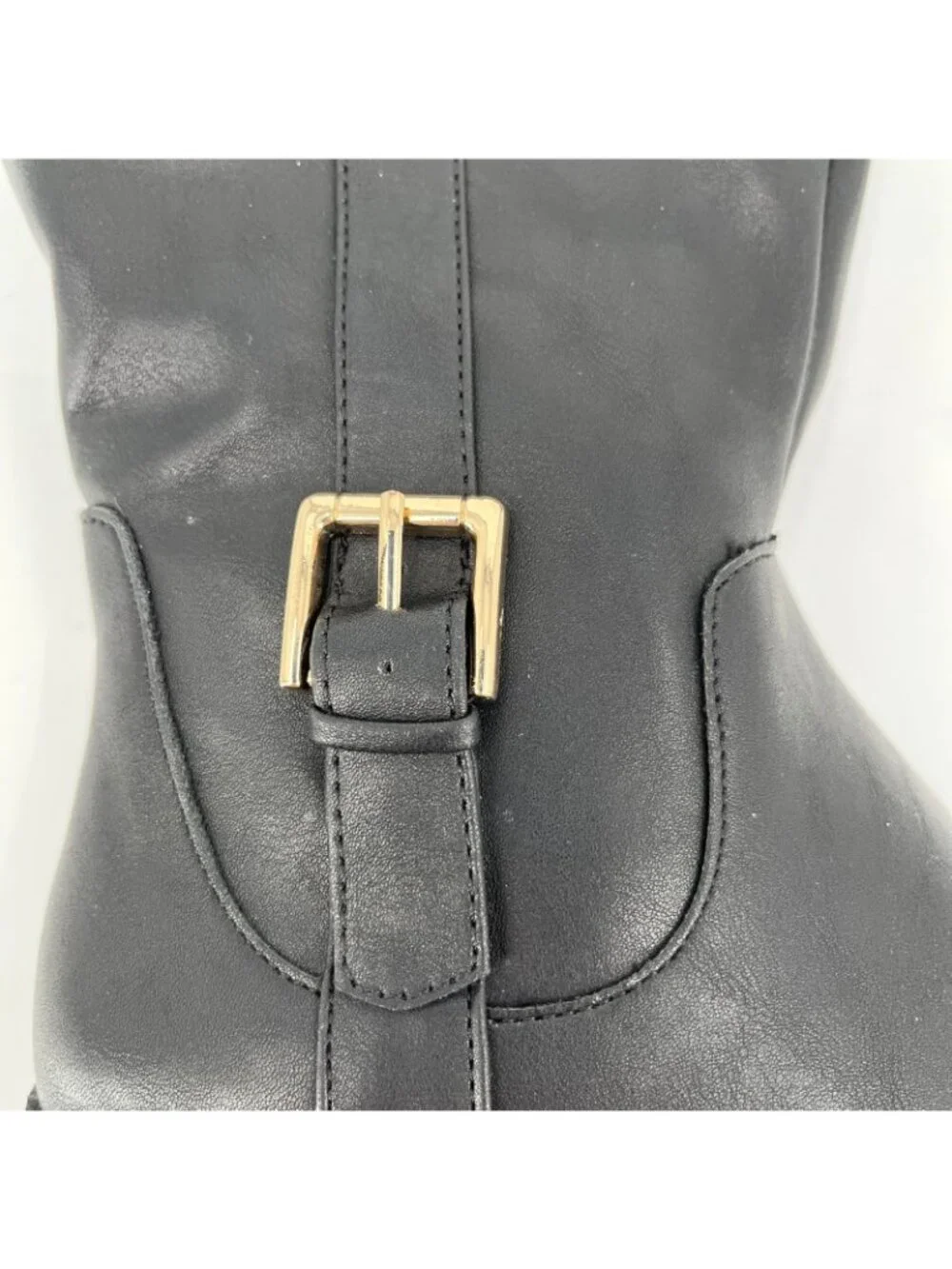 Jones New York Leodenn Knee High Boots Black Cognac Size 6M Synthetic Zip Buckle